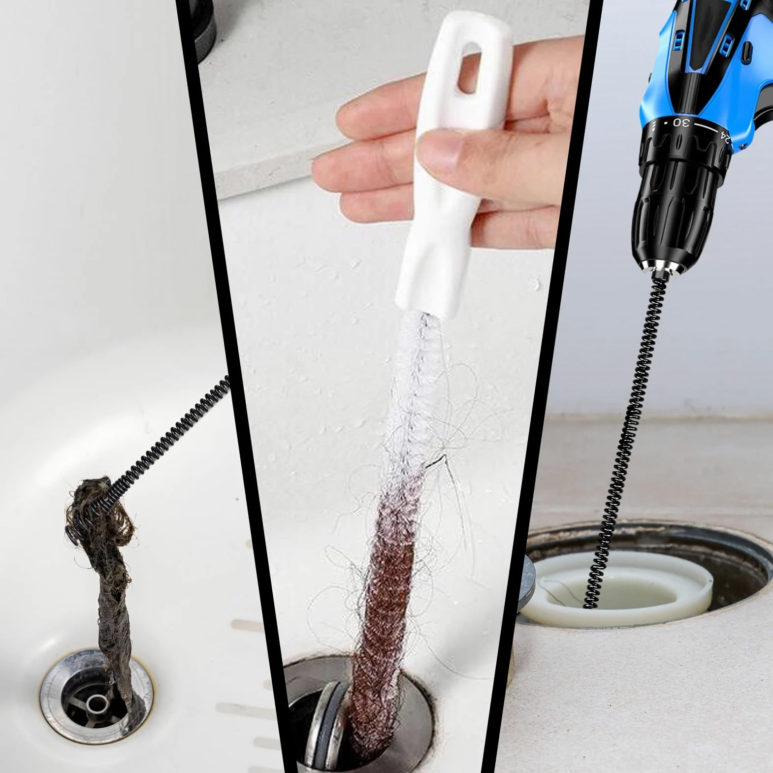 Spirale per la pulizia dei tubi, Ø 8 mm, in acciaio a molla, per tubi di scarico a spirale, per blocchi ostinati, processo di elettroforesi (8mm, 5m)