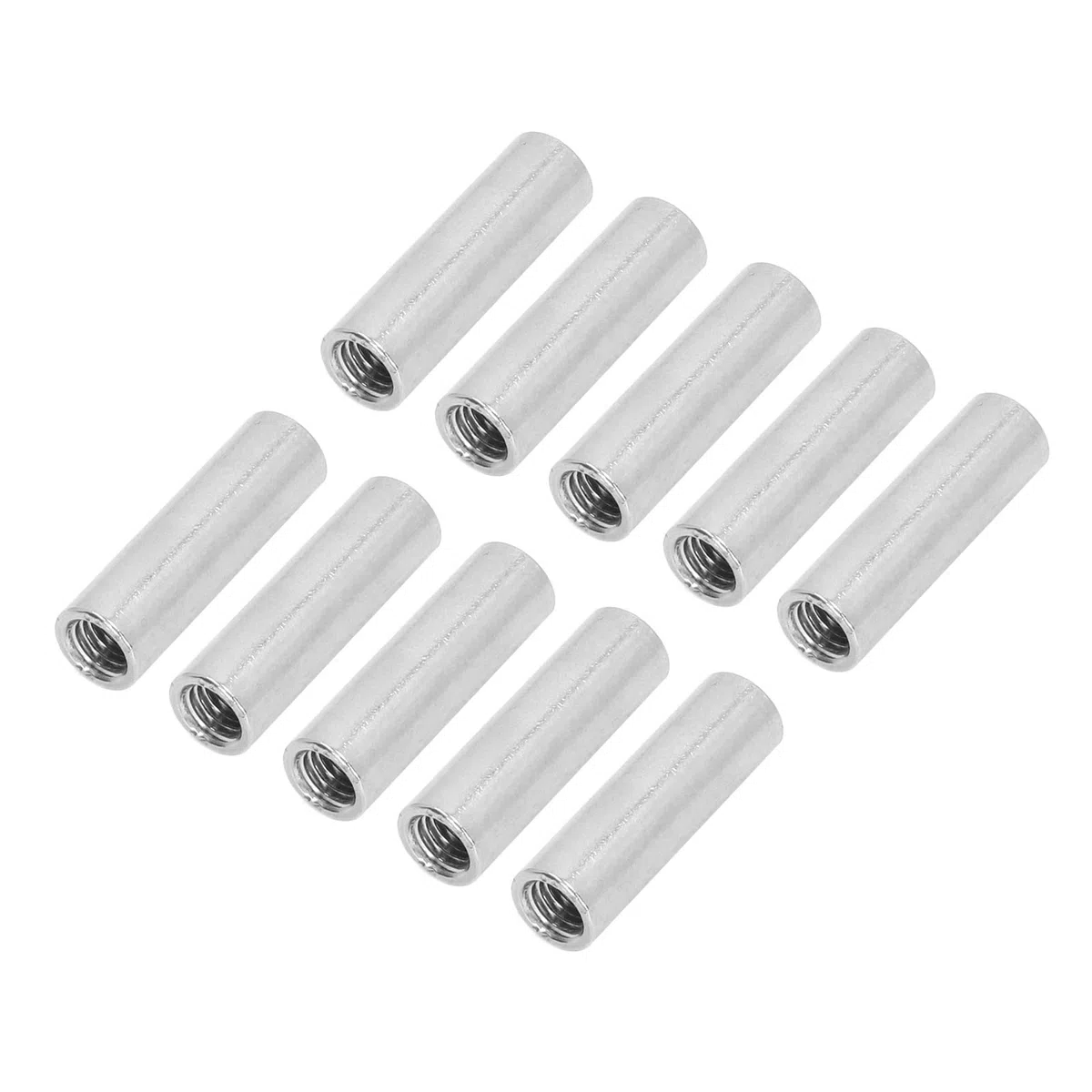 Confezione da 10 Dadi di Accoppiamento Tondi M8 X 1,25, Lunghezza 40 Mm, in Acciaio Inox 304, Filettatura Completa Femmina