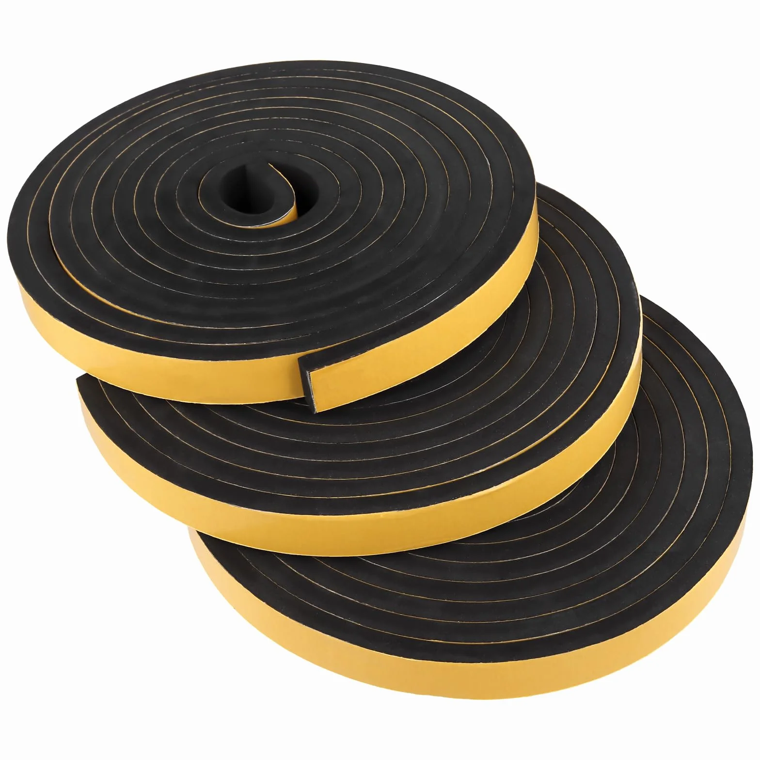 KEILEOHO 3 pezzi di gomma espansa autoadesiva 25 mm (L) x 10 mm (D) x 5 m (L), nastro sigillante autoadesivo nero, in schiuma per porte, finestre