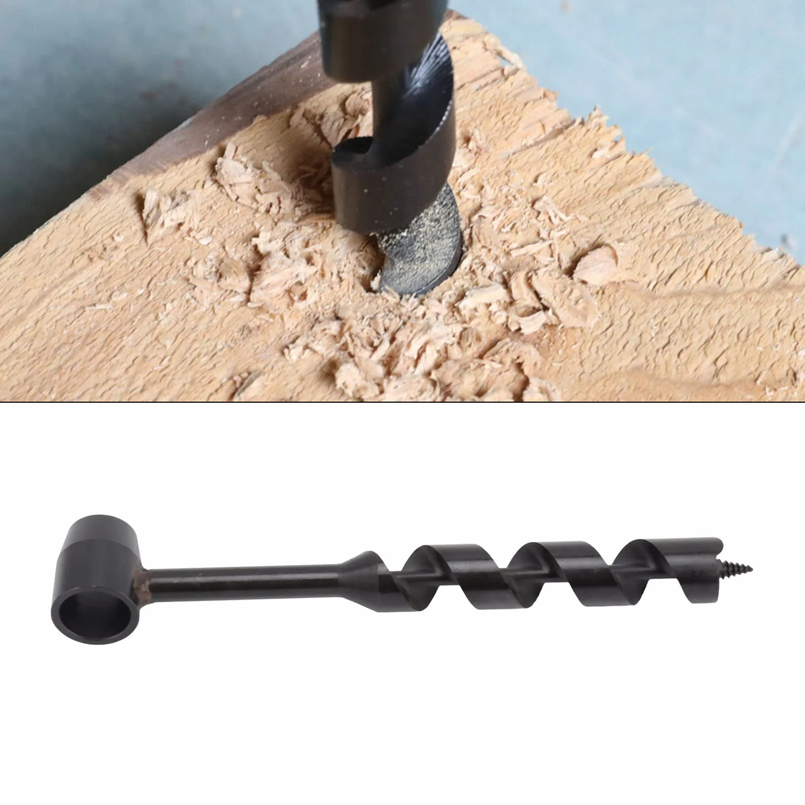Trapano a Coclea Manuale Acciaio al Carbonio per Legno Punta Regolabile 25-230 mm Portatile Bushcraft Campeggio Falegnameria Esterna Vite Autofilettante Perforazione