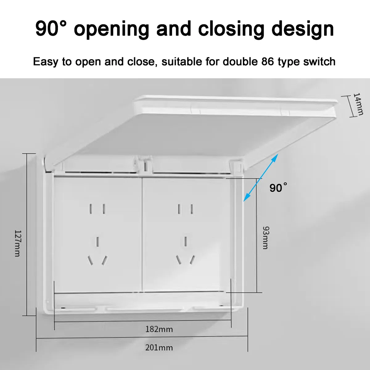 2 pezzi copertura interruttore luce doppio tipo 86 prese esterne impermeabile 2 scomparti per bagno, giardino, cucina (bianco, 2'