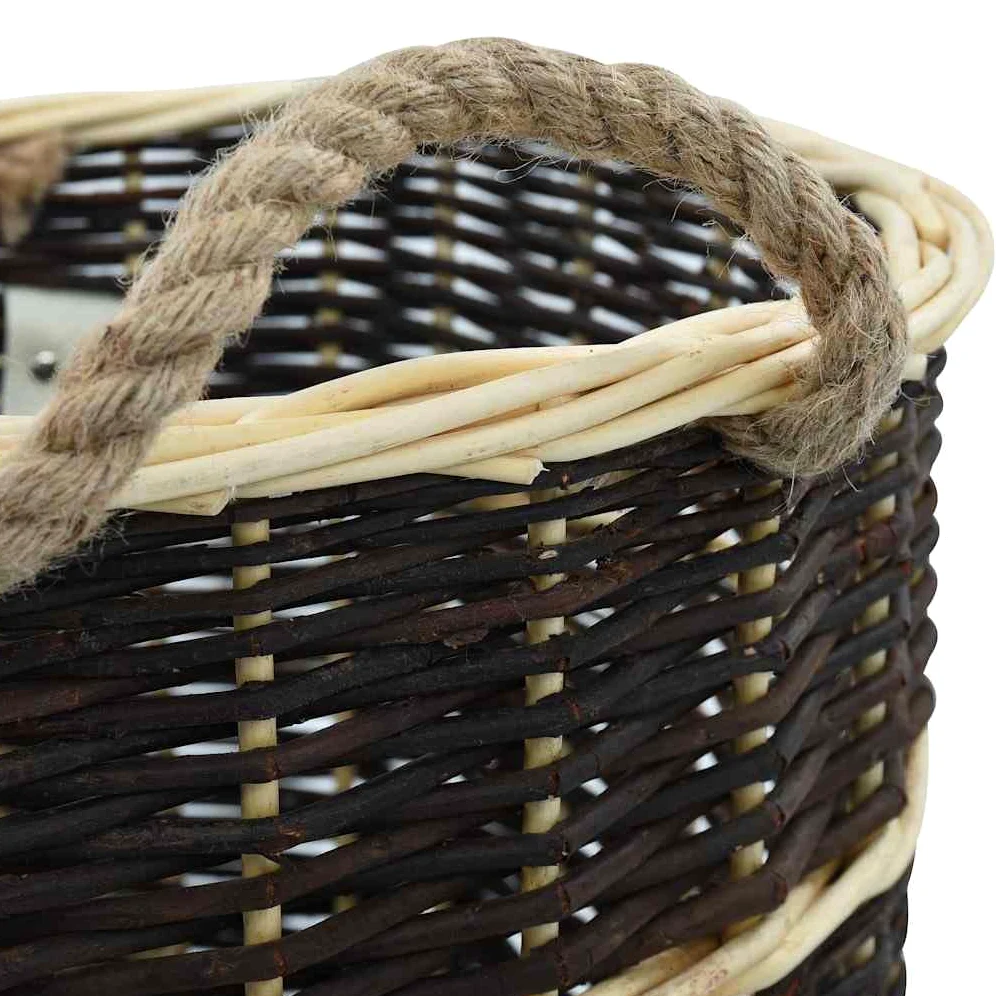 vidaXL Cesta per Legna da Ardere con Spallacci Maniglie Rustica Robusta Versatile Portalegna Trasporto Tronchi 50x44x58 cm in Salice Naturale
