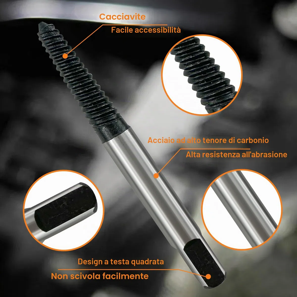 Set di estrattori per viti, 8 pezzi, strumento di svitamento per viti 3mm-19mm, Estrattore Vite Danneggiata, Rotte Strumento di Rimozione Facile per per Bullone per Viti