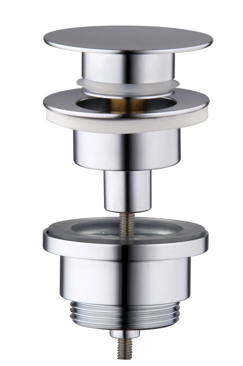 Aquagrif AQG - Valvola universale per lavabo, tappo piatto, compatibile con troppopieno e senza troppopieno, design elegante e alta durata, cromato