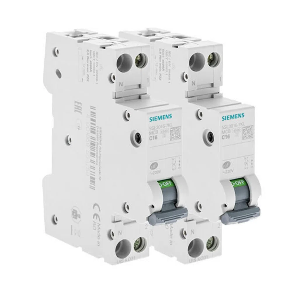 Set di 2 interruttori elettrici fase + neutro 16A