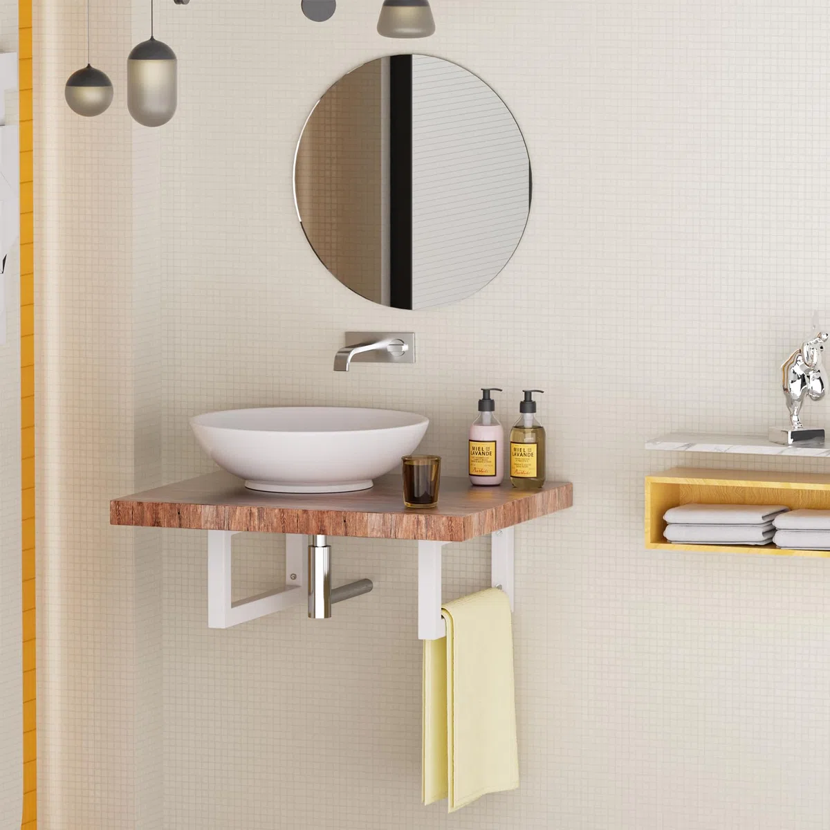 Supporto per lavabo, montaggio a parete, in metallo, per console per lavabo, versatile supporto da parete (bianco, 30 cm/2 pezzi)