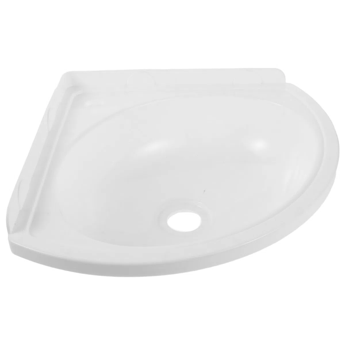 Yardenfun Lavandino Angolare Bianco da Muro in Plastica Leggero con Flusso D'acqua Regolare, Lavabo Triangolare Moderno per Spazi Esterni e Bagno Compatto