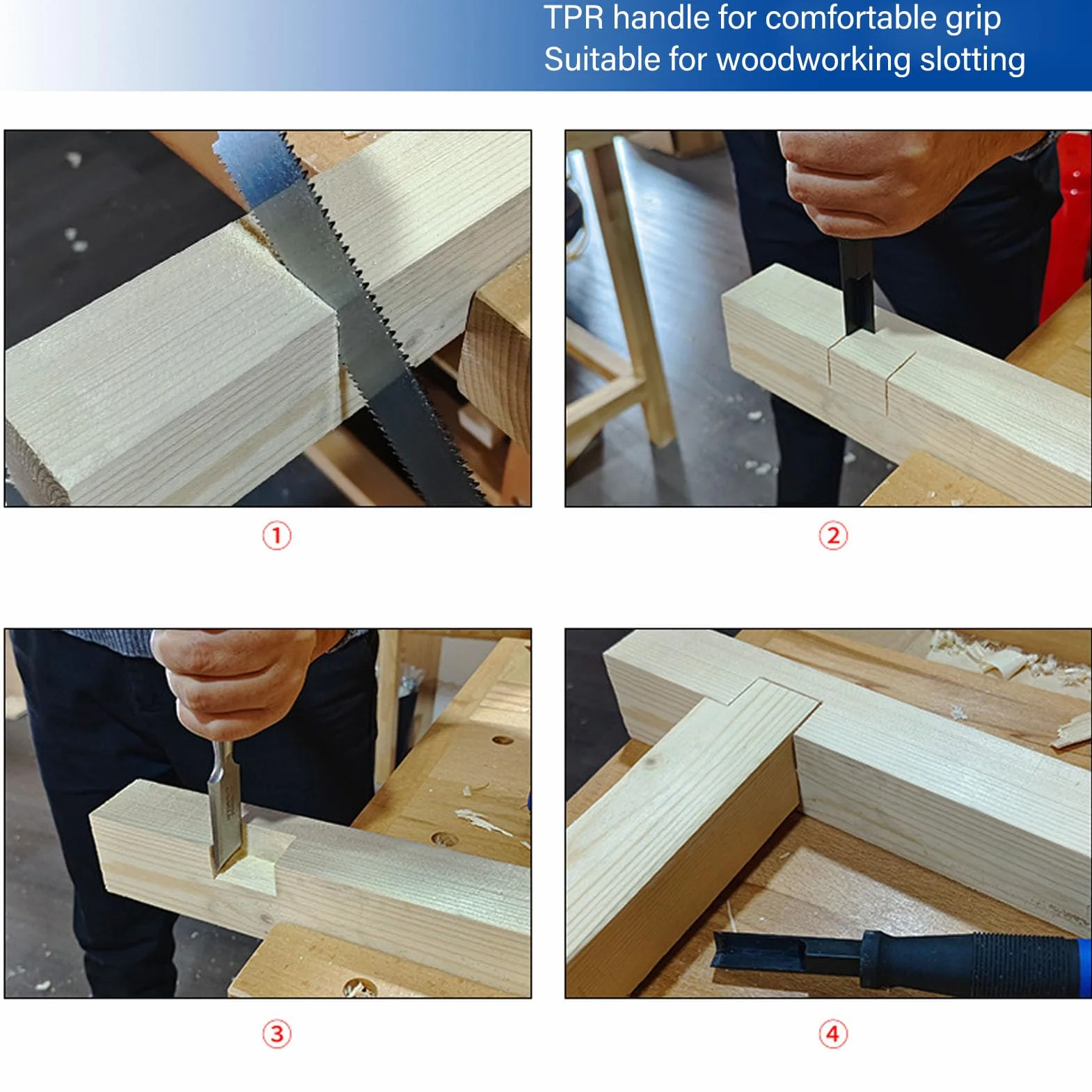 Scalpello per Legno, Scalpello Ad Angolo Retto, Scalpello per Angolo Quadrato in Acciaio Al Cromo Vanadio con Manico in TPR, Scalpello per Intaglio del Legno, Scalpello a Mano