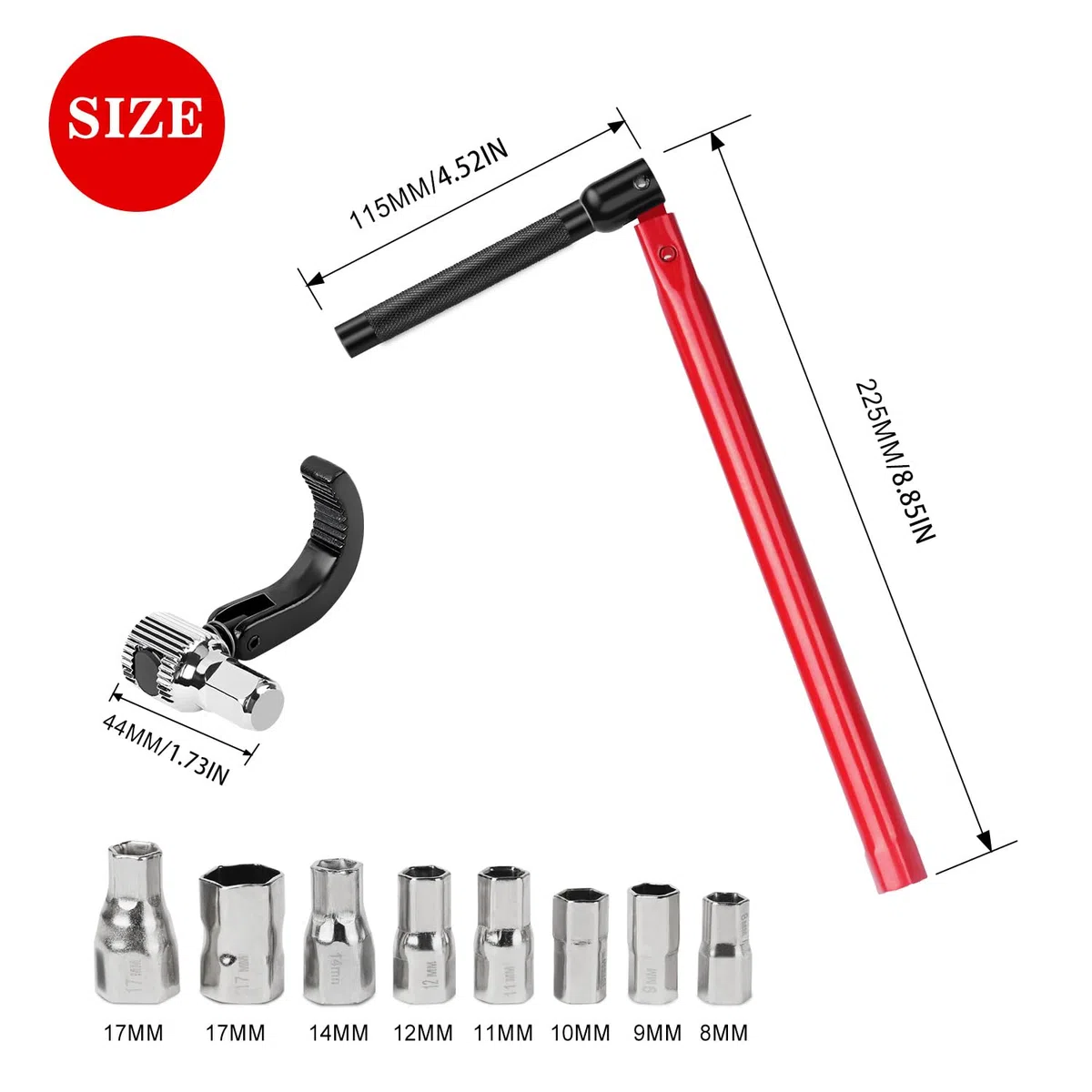 Set di chiavi per rubinetti 13 mm | Morsetto SW 44 + inserti 8-17 mm, Set di chiavi per rubinetti, 9 chiavi per rubinetti | Adattatore di morsetto
