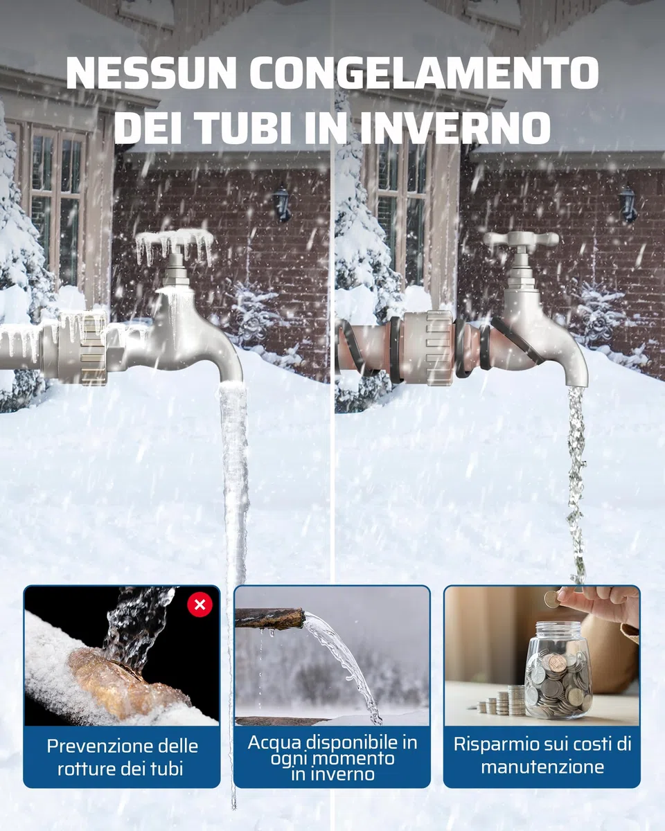 DEWENWILS Cavo riscaldante da 230 V con termostato, ip67, tubo di accompagnamento dell'acqua, cavo antigelo, 4 m, a risparmio energetico, 15 W/M