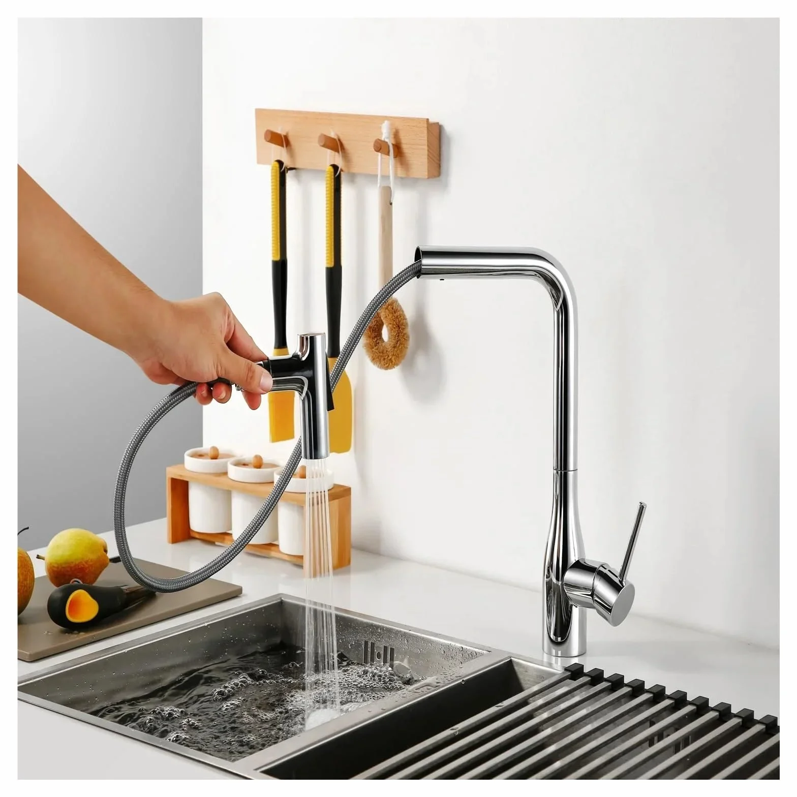 F1/2 M15*1 Tubo flessibile intrecciato in nylon for rubinetto da cucina, connettore di movimento for tubo estraibile(200cm)