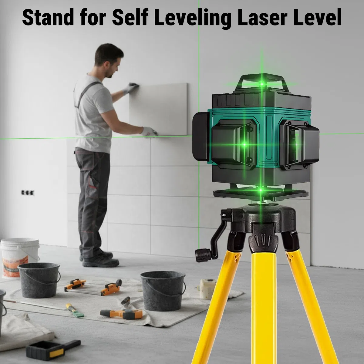 Treppiede per Livella Laser, Treppiedi Telescopico, 1m Supporto Regolabile per Livella Laser Autolivellante, Attacco Filettato da 5/8" per Vari Strumenti