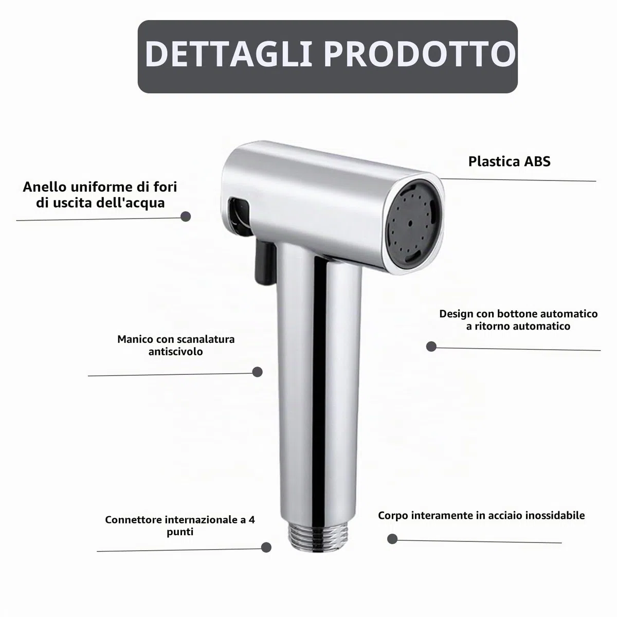 Kit Doccetta per Bidet Portatile, modalità doppio getto, soffione in ABS ad alta pressione, kit spray per pannolini in tessuto per bambini con erogatore per rubinetto, tubi flessibili