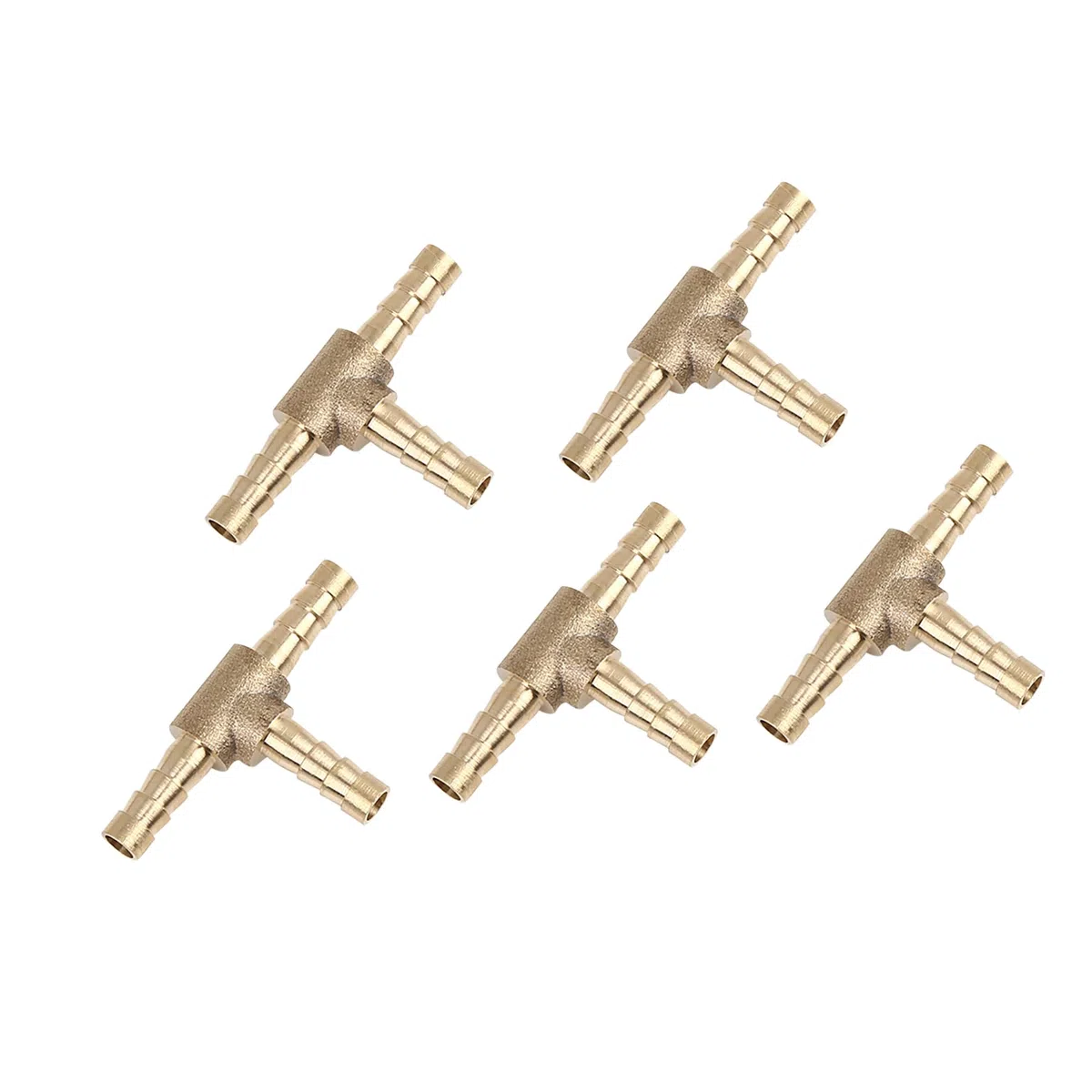 A ABSOPRO Raccordo a T Barb Flessibile Raccordo 3 Vie T Connettore 5mm per Auto Ottone (Set 5)