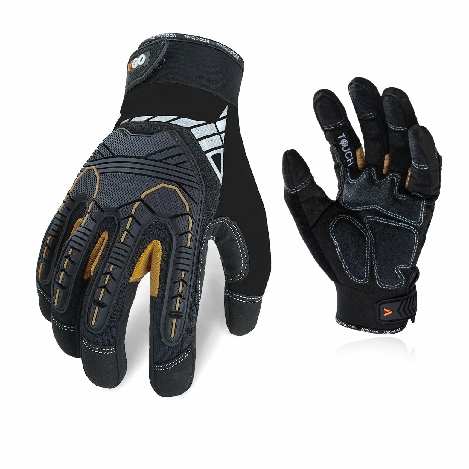 Vgo... Guanti da Lavoro Uomo Resistenti, Guanti Antivibrazione Meccanico Antiurto in Pelle, Guanti Protettivi Sicurezza Pesante Rigger Heavy Duty per Decespugliatore Camionista Edilizia, 1 paio