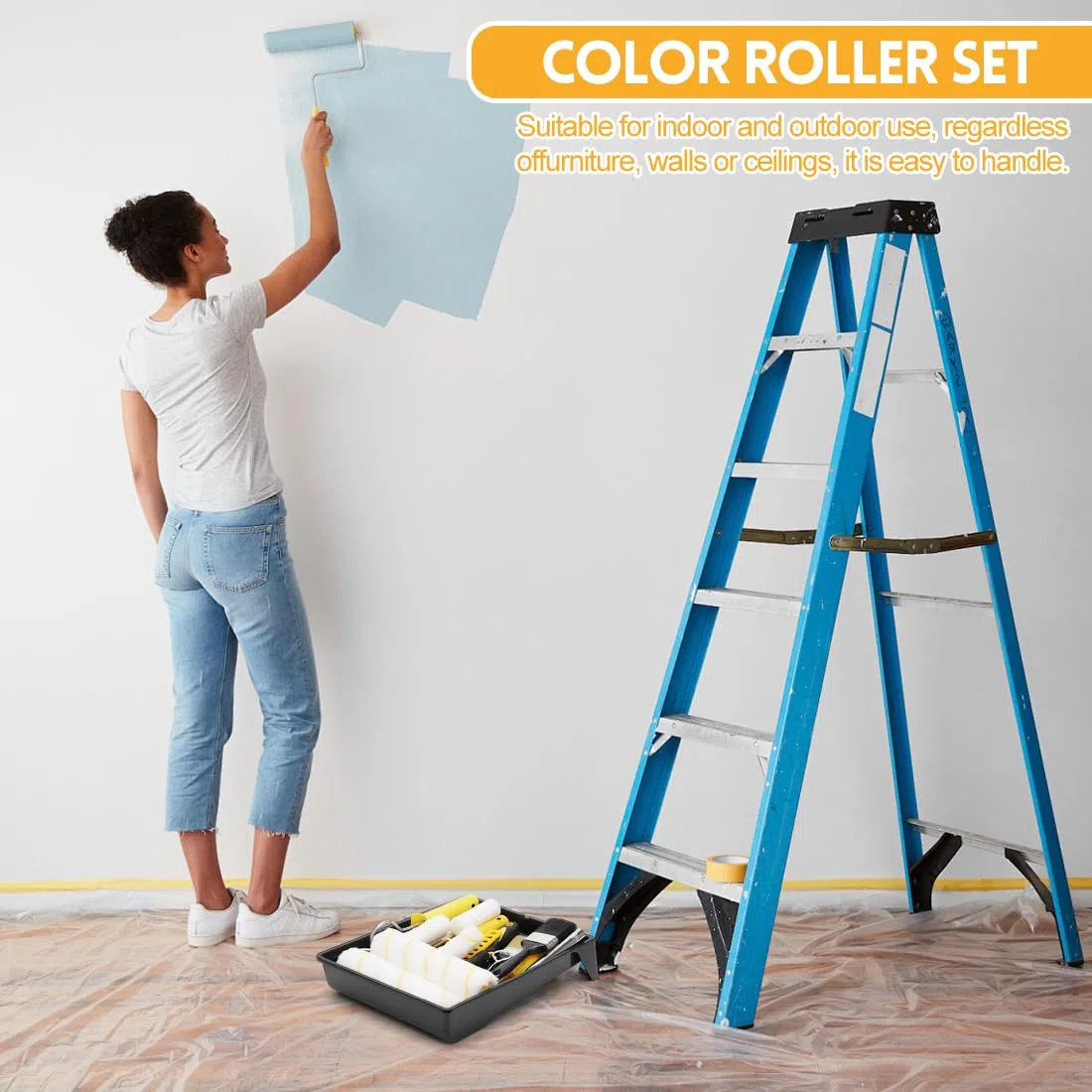 18 pezzi Rullo per Vernice Rulli per pittura Set, Rullo per Pittura Allungabile, Rullo per Vernice per Pittura Murali Set Professionale con Asta Telescopica 30-120 cm, er Pitture per Pareti e Facciate