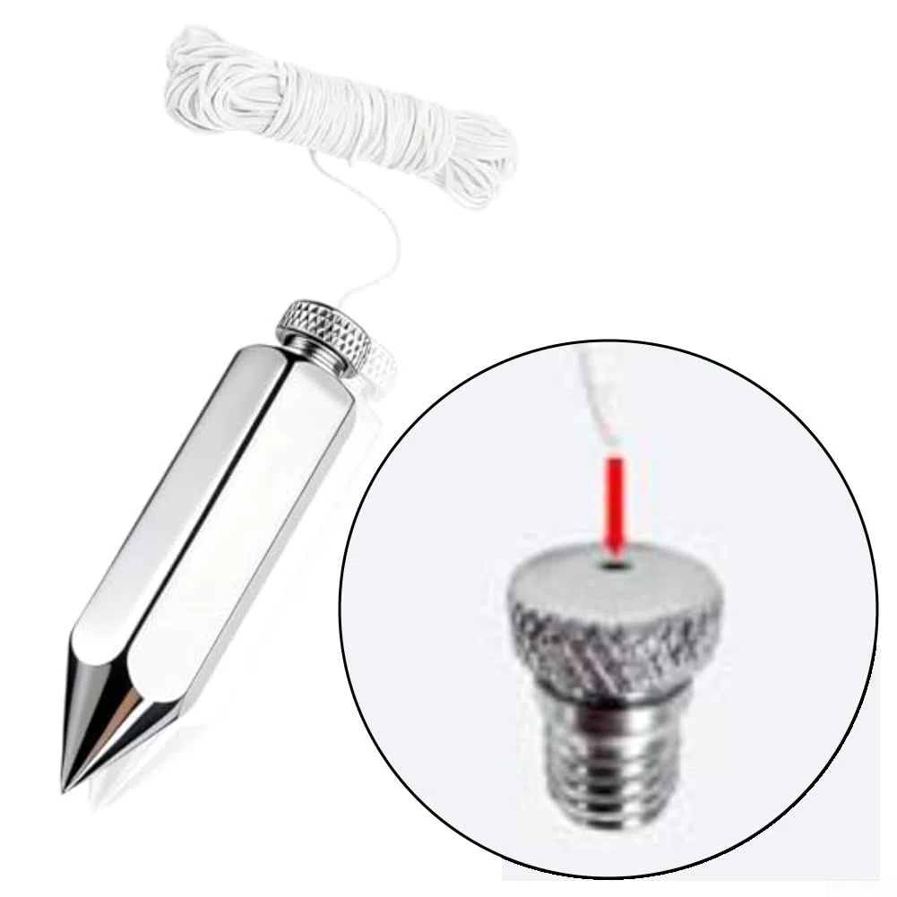 Precision Plumb Bob 226,8 g, forma esagonale, struttura in acciaio, componenti in ottone e corda estesa da 15 metri per prestazioni costanti in loco (3 pezzi)