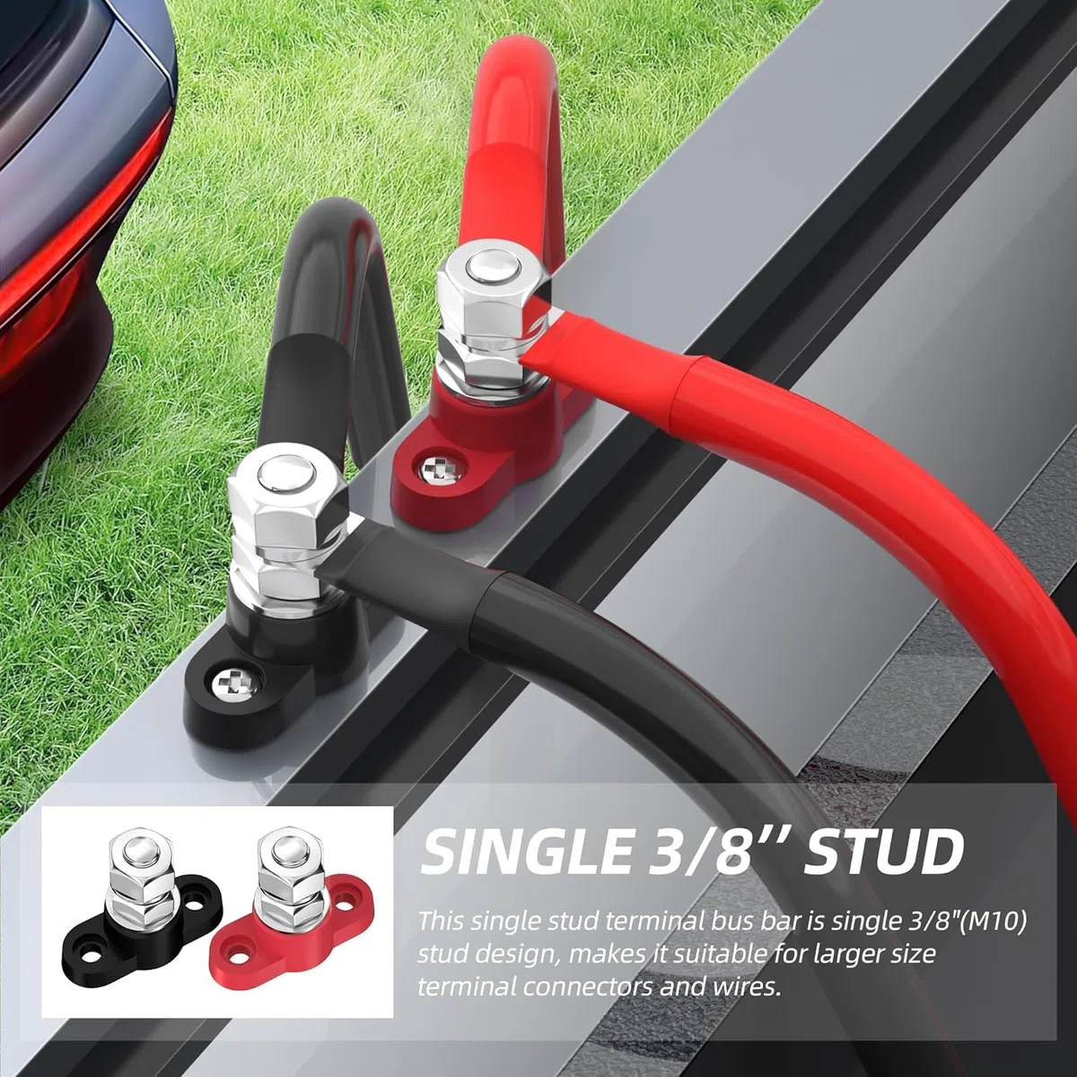 M8 - Blocco di morsettiera per batteria, blocco di distribuzione isolato, morsettiera per batteria, DC 48 V, 2 pezzi