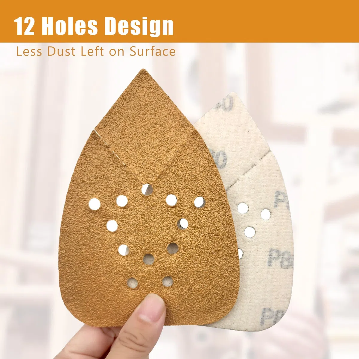 Carta abrasiva per mouse, 50 pezzi, 95 x 135 mm, sistema in, 12 fori per l'aspirazione della polvere, per smerigliatrice Black & Decker e 140 mm