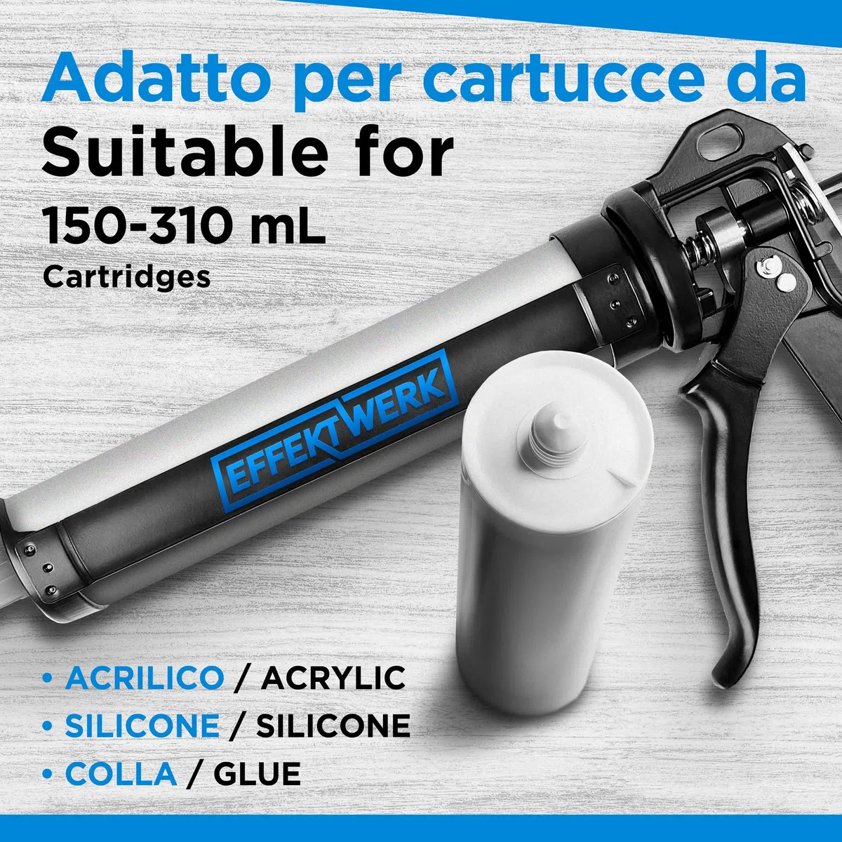 Pistola per sigillante per cartucce di silicone da 150-310 ml, Pistola per sigillante per carichi pesanti con rapporto di spinta 25:1, Perfetta per riempire le crepe delle finestre