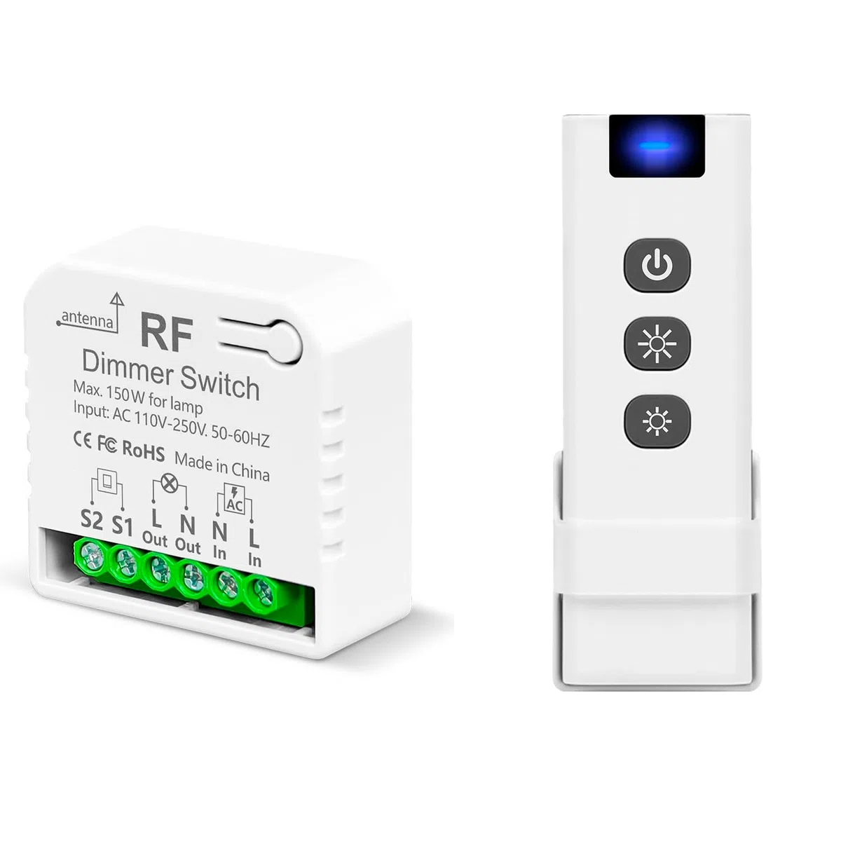 Dimmer Interruttore Luce Senza Fili Con Telecomando, Tedeligo AC220V Controllo Interruttore Dimmerabile Per LED E Alogene, Dimmerabile 10W-150W, Compatibile Con Dimmer Da Pannello A Parete(No Wi-Fi)
