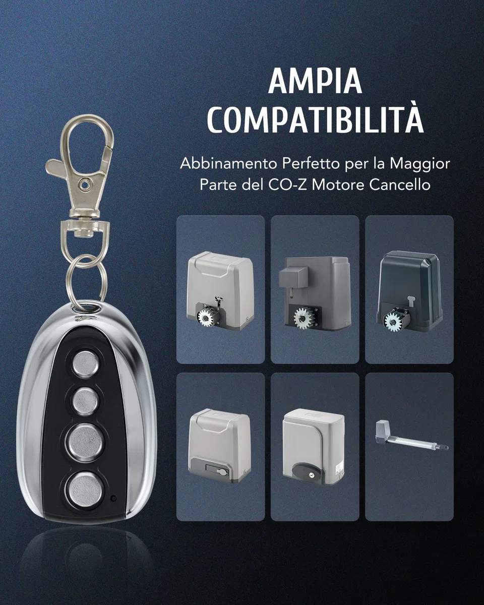CO-Z Telecomando Per Motore Cancello Automatico con Portata di 30 Metri Frequenza di 433,92 MHz Per Cancello Scorrevole e Battente Telecomando Compatibile per CO-Z Motore Cancello Automatico