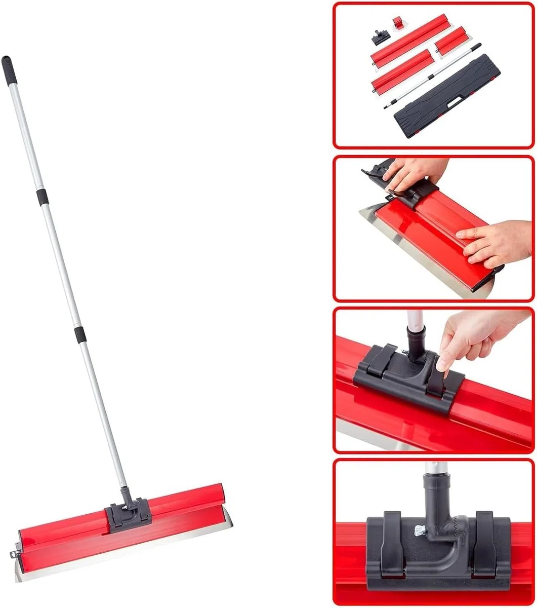 Spatola per Stucco Spatola in Acciaio Inox Kit Spatole per Lisciatura Spatola di Finitura con Maniglia di Estensione e Lama di Ricambio (25+40+60+80 cm)