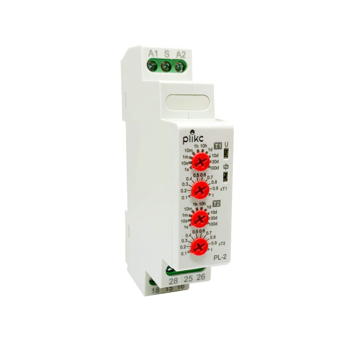 PLIKC PL2 - Temporizzatore ciclico pausa/lavoro asimmetrico da quadro - 2 contatti in scambio - 24-240V ac/dc - PLK032676