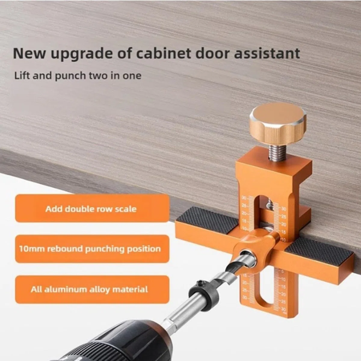 Strumento in lega di alluminio per l'installazione di porte dell'armadio, con punta da trapano regolabile, guida di posizionamento hardware per perforazione precisa (C)