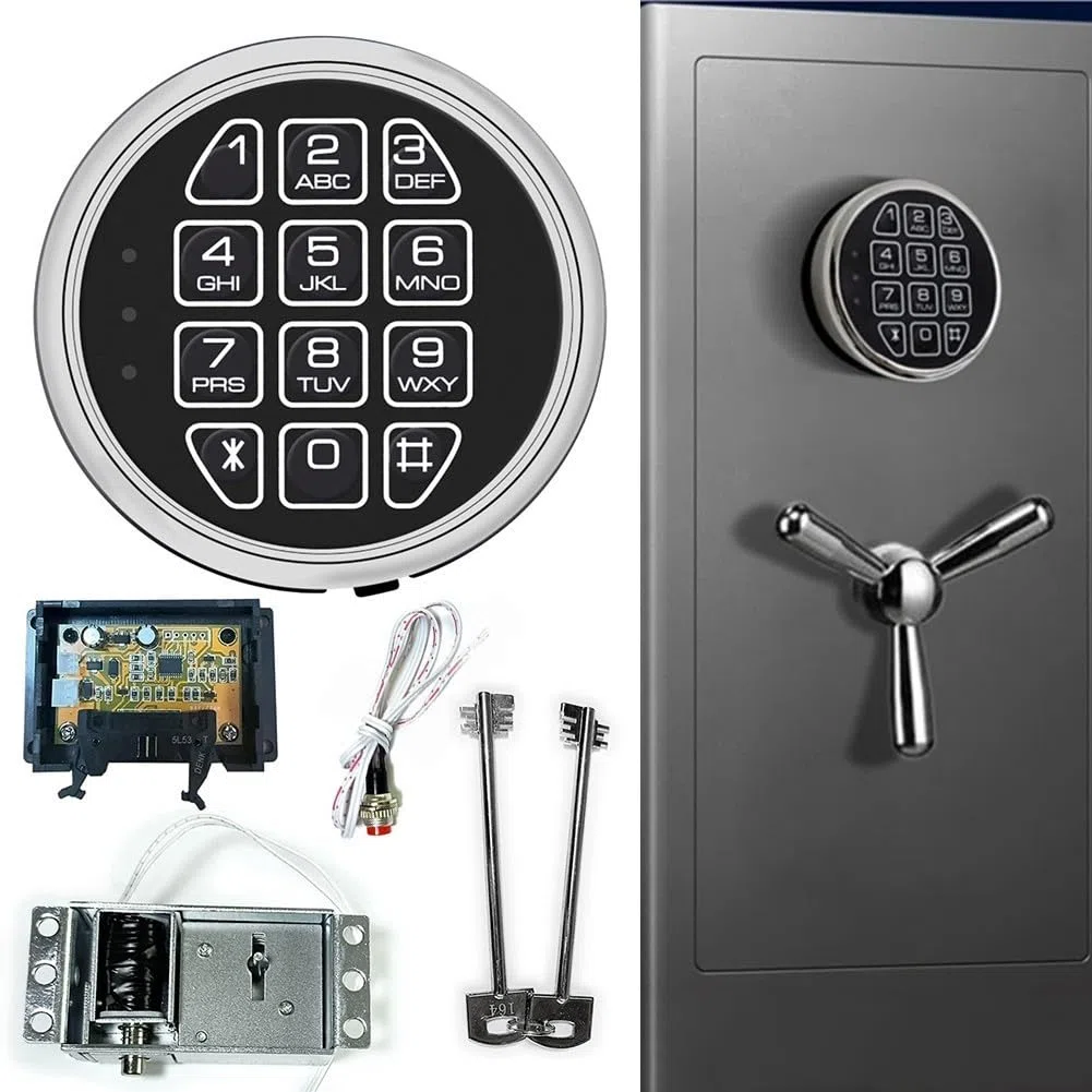 Kit di ricambio per serratura elettronica digitale con 2 tasti di sostituzione, tastiera cromata per casa, hotel, cassaforte, sistema elettromagnetico a solenoide