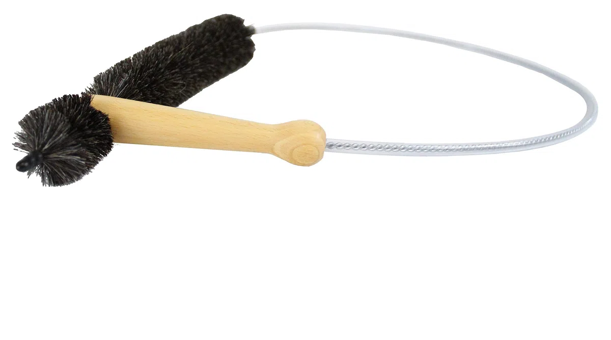 Pullach Hof - Spazzola per termosifone a testa corta, con setole in pelo di capra, filo in acciaio INOX rivestito in plastica, lunghezza 115 cm, con testa corta 23,5 cm