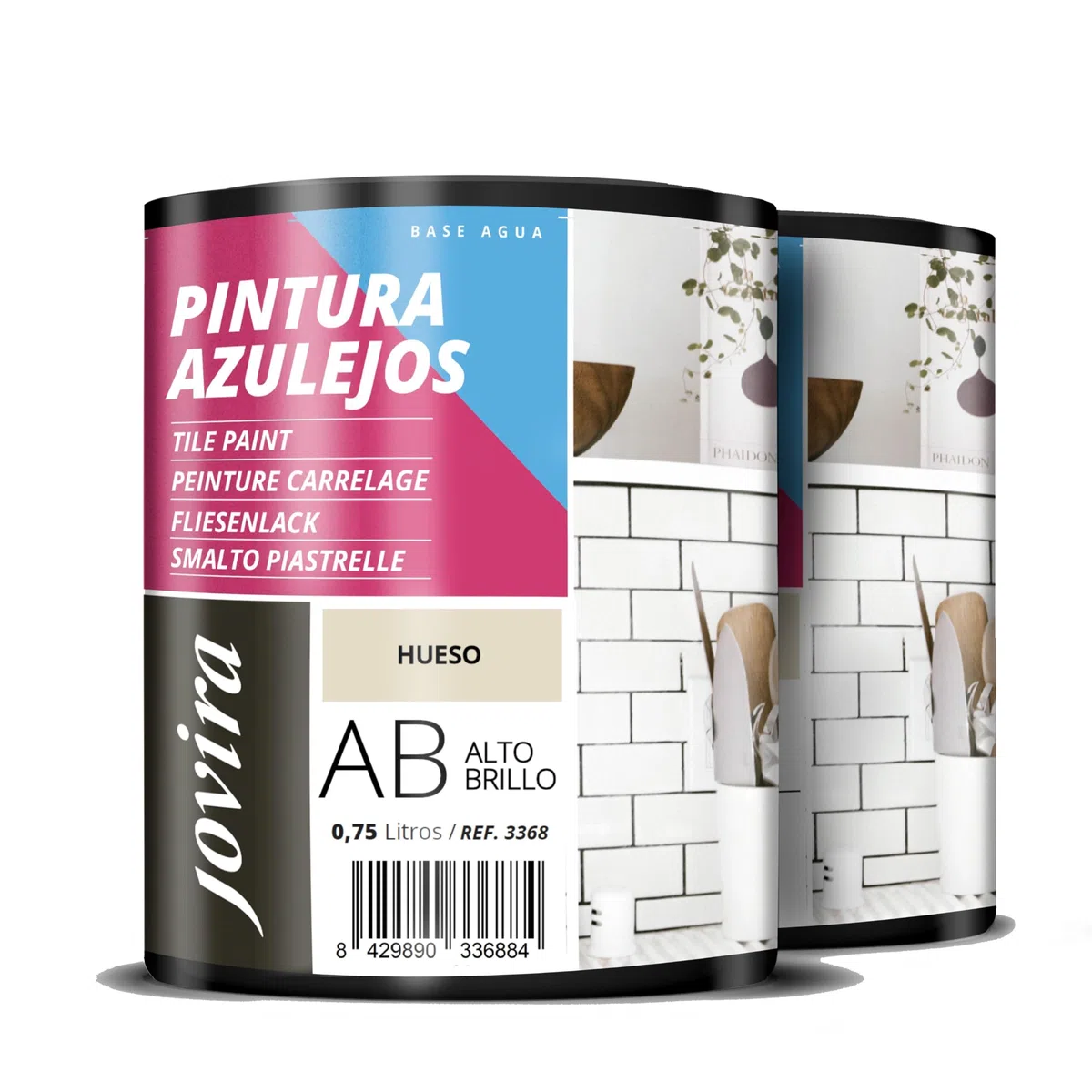 JOVIRA PINTURAS Vernice per piastrelle 1,5 Litri | a base acqua. Dai una nuova immagine alla tua cucina e al tuo bagno. (2 x 750 millilitri, Bianco Sporco). C-3-2