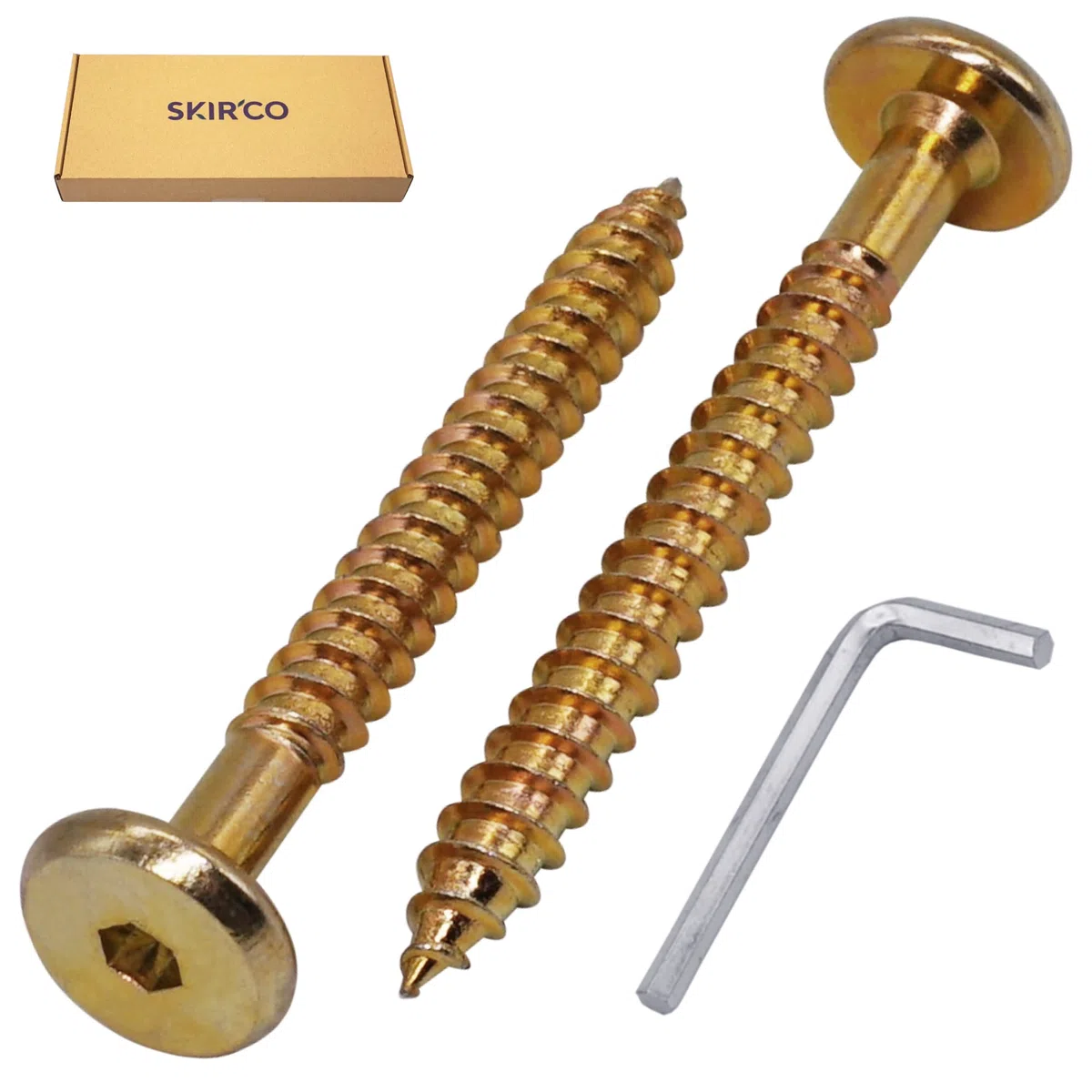 SKIR'CO (40 pezzi) Viti per connettori per legno zincate gialle 6,5 x 60 mm, viti per connettori per mobili, testa piatta