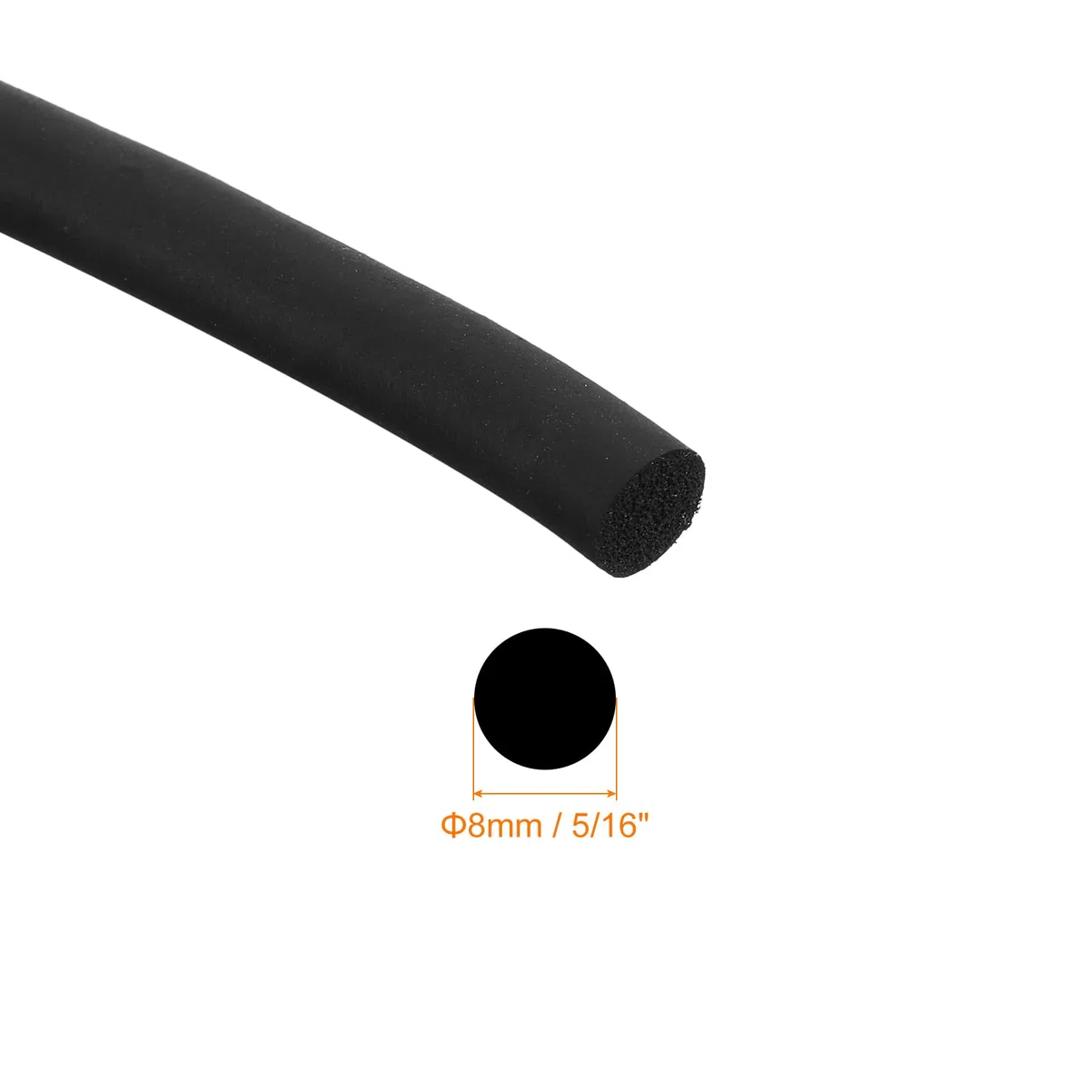 QUARKZMAN Nastro Guarnizione in Schiuma di Gomma, Dia 8mm(5/16") Lunghezza 8m (26.24Ft) Gomma Epdm Rotonda Guarnizioni, Guarnizione in gomma, Magazzino, Pad, Tubi in Schiuma, Artigianato