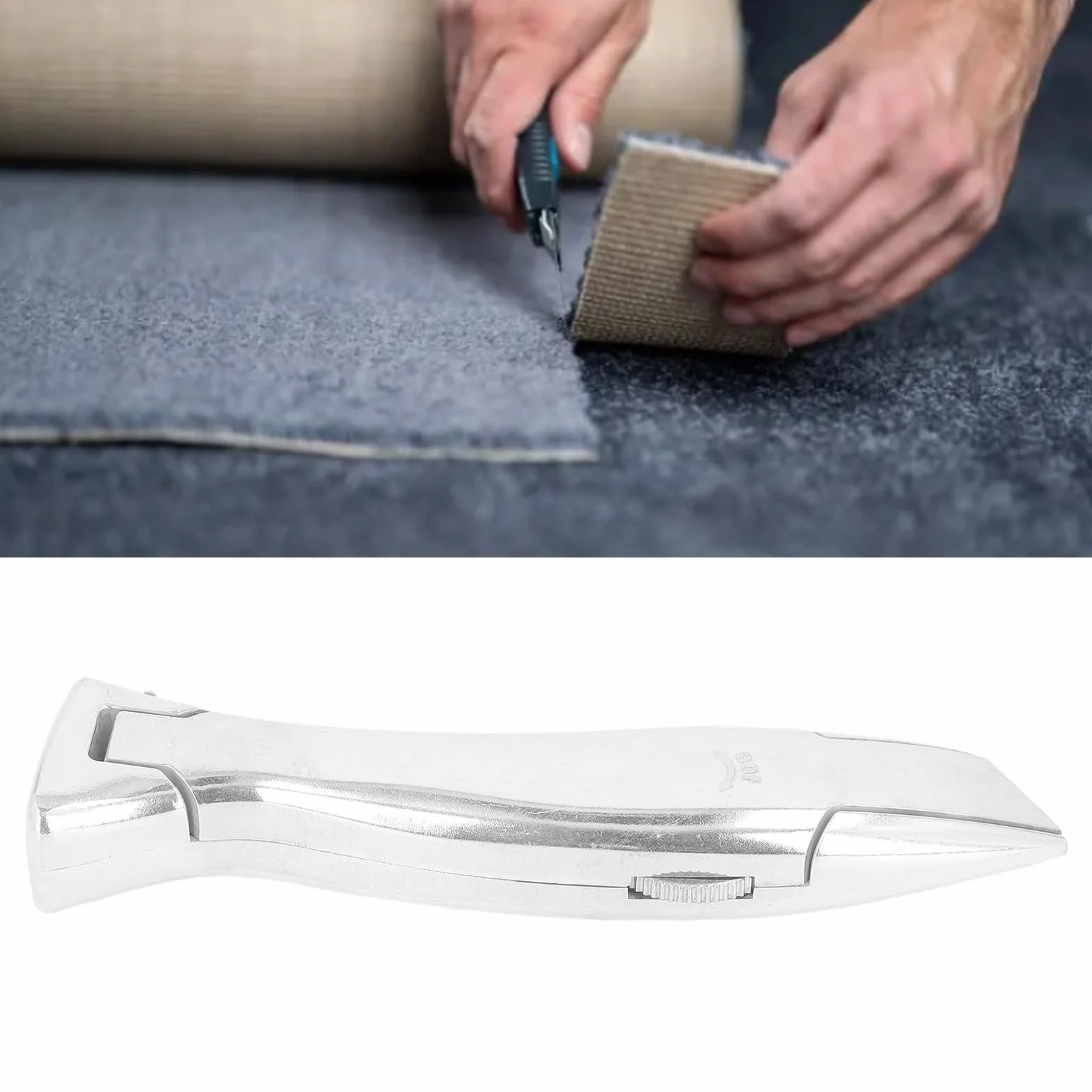 Coltello da Taglio per Pavimenti in Plastica PVC con Vite di Bloccaggio, Lega di Alluminio, Custodia per Lama - Adatto per Lame Standard, Concave e a Uncino