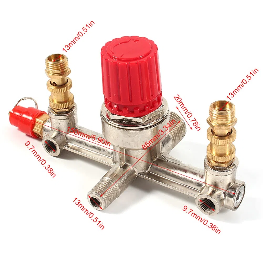 Pressostato Compressore D'aria Tubo di Uscita Doppio Pressostato Compressore D'aria in Lega, Valvola di Compressore Aria Ricambi per Compressore Vigor