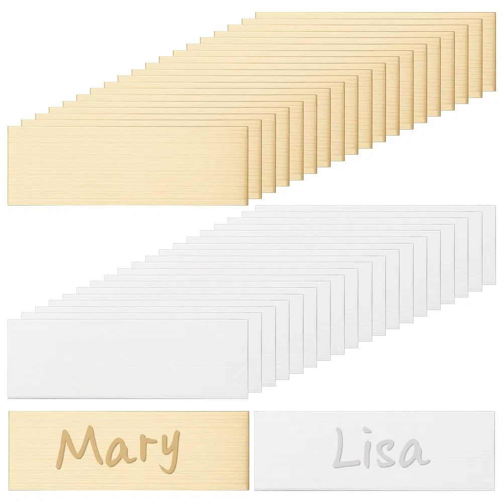 UNICRAFTALE 40 targhette in 2 colori incise, in acciaio inox, rettangolari, con supporto adesivo, 7,6 x 2,5 cm, personalizzabili