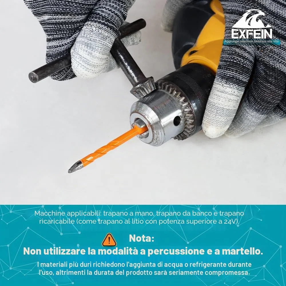 Set di Trapani Eccentrici in Carburo (10 Pezzi) - Per Piastrelle, Marmo, Muratura, Legno, Plastica (6mm*4+8mm*2+10mm*2+12mm*2)