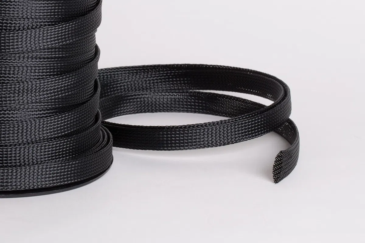 Guaina Trecciata Poliestere Elastica, diametro 10 mm espandibile a 18 mm, colore Nero, 10 Metri