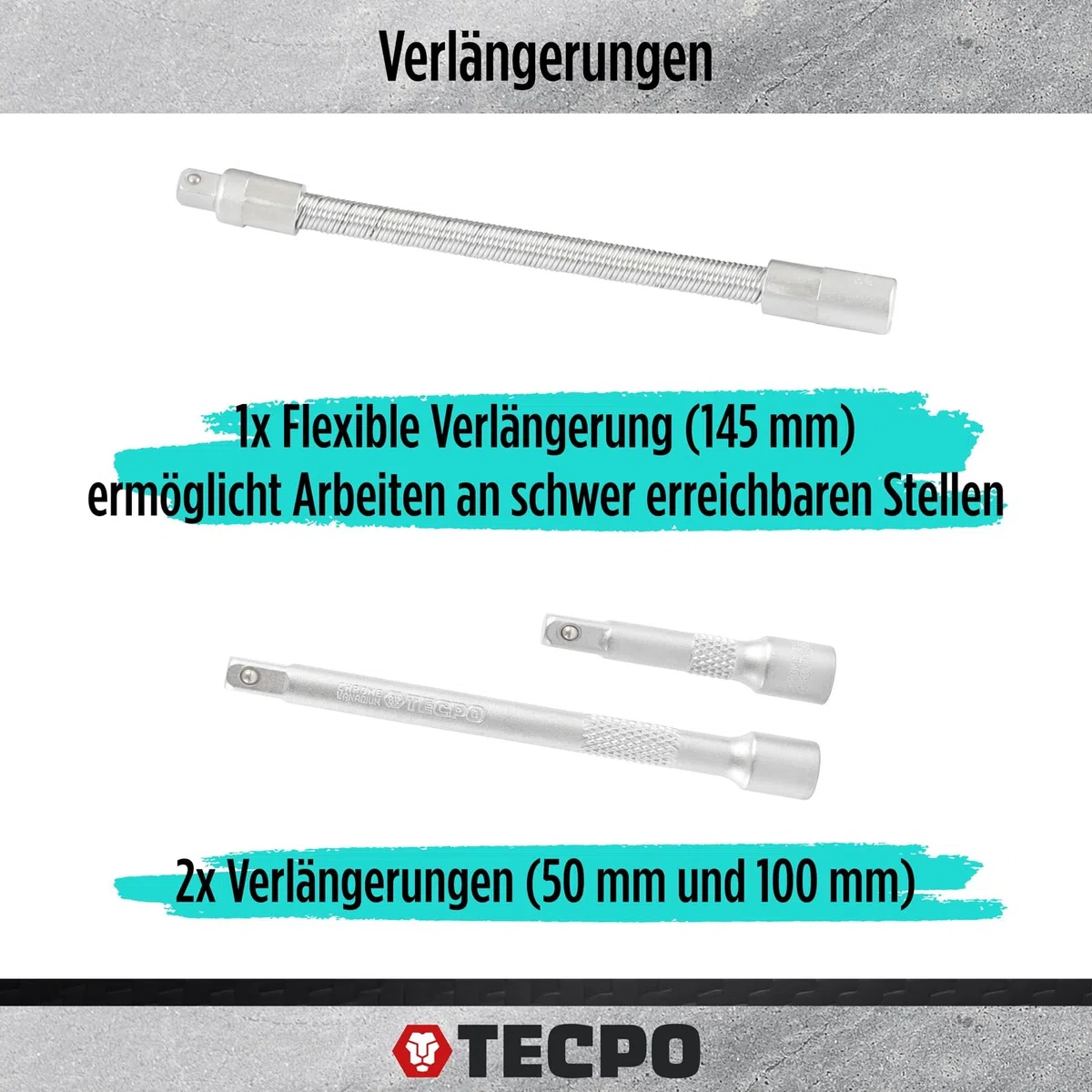 TecPo Set di chiavi a bussola, 53 pezzi, 1/4", chiavi a cricchetto, in acciaio CV