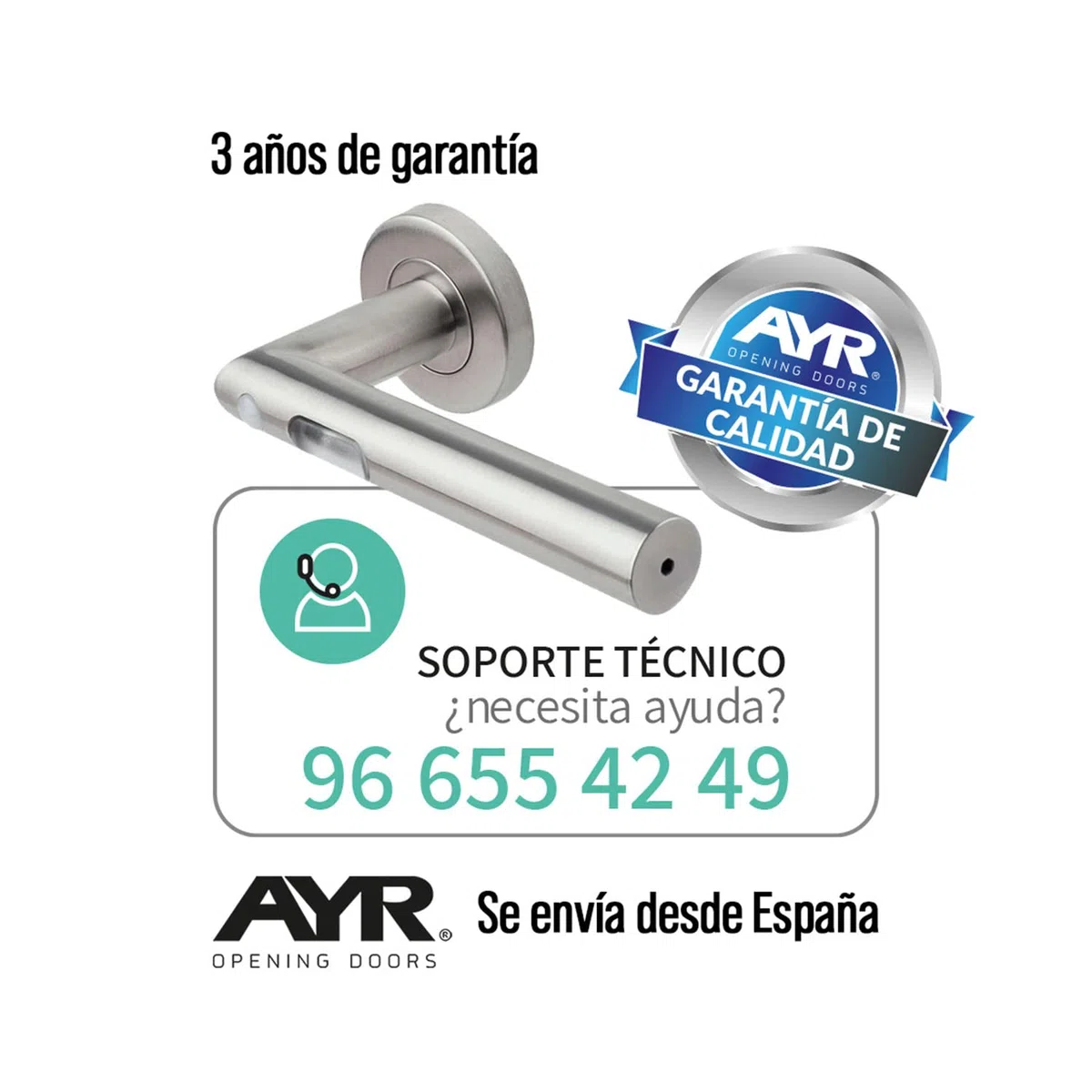 AYR Maniglia rosetta intelligente LED Handle 8522LH: luce LED con sensore di movimento, acciaio satinato, standard