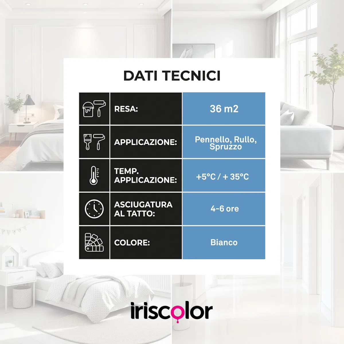 ZERO% Pittura Bianca Per Interni 4 LT ZERO VOC ZERO FORMALDEIDE Vernice Bianca Muro Interno Lavabile inodore Dermatlogicamente Testata Vernice Uniforme Per Pareti e Soffitti
