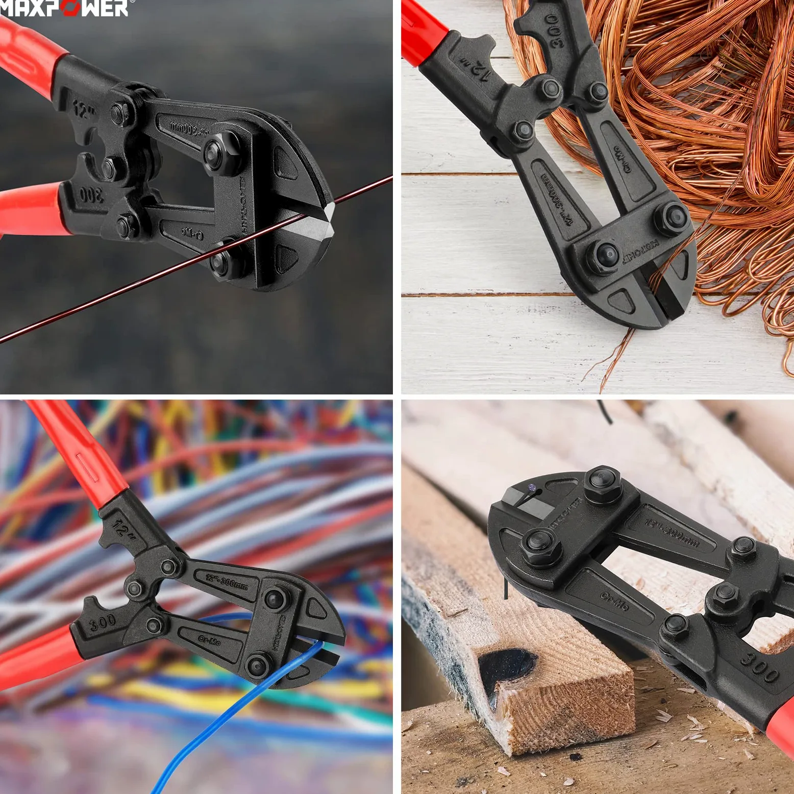 MAXPOWER 300mm Tagliabulloni Professionale Tagliabulloni Apertura Massima 15mm Durevole Tronchesi