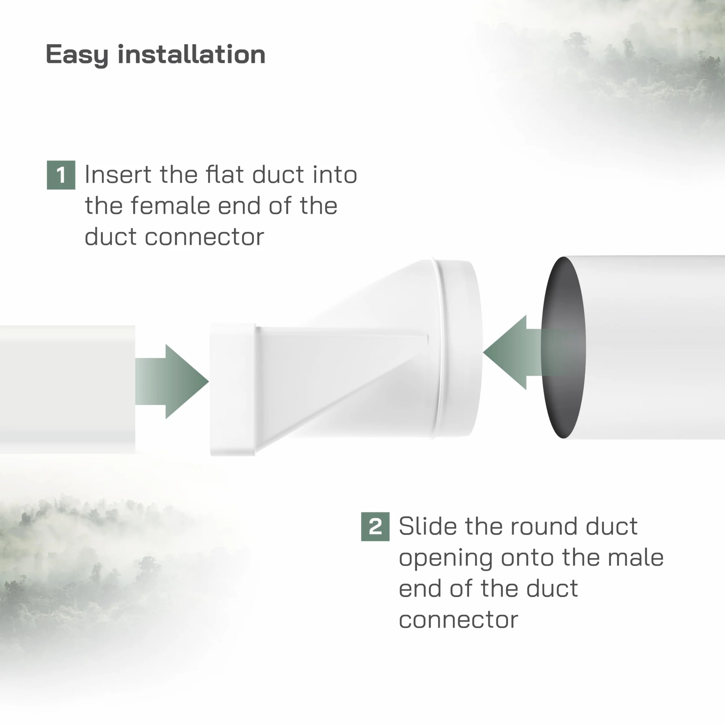 Vent Systems 220x90mm su Ø150mm Connettore di tubi rettangolari per collegamento del tubo rotondo. Sistema di ventilazione, riscaldamento, raffreddamento - Non adatto per unità AC.