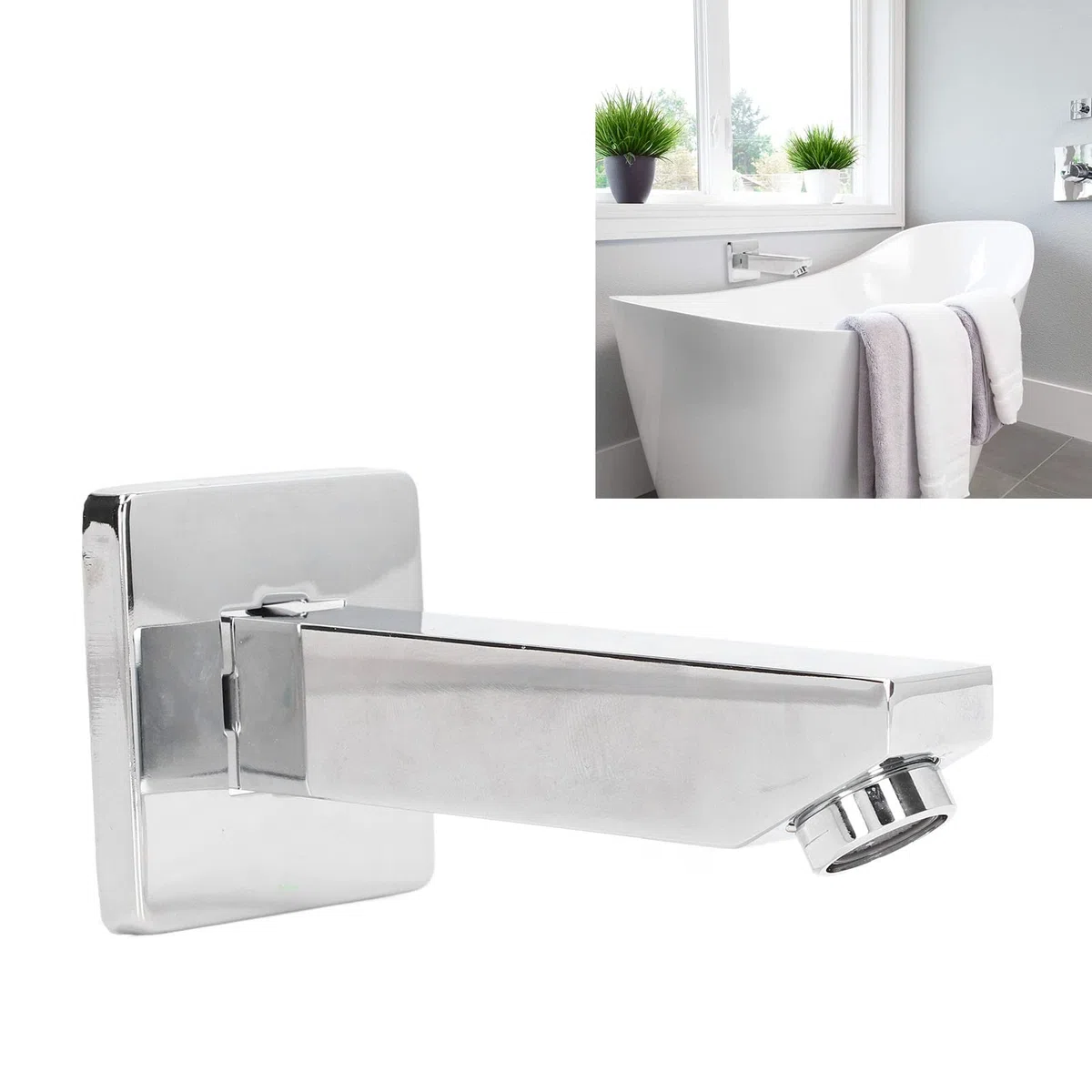 Bocca per Vasca, Connettore G1/2 in Ottone, Rubinetto per Vasca Rettangolare a Parete, per Doccia da Bagno, Installazione Nascosta