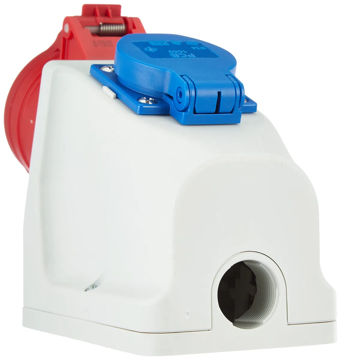 Kopp 100400005 CEE - Presa industriale murale doppia, a 3 e 5 poli, colore: Bianco/Blu/Rosso