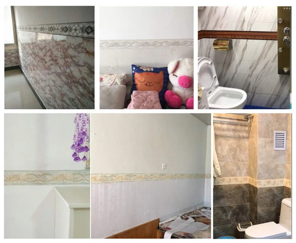 Carta da parati impermeabile con motivo 3D rimovibile per cucina, bagno e bagno, adesivo per bordi da parete, 10,6 x 500 cm