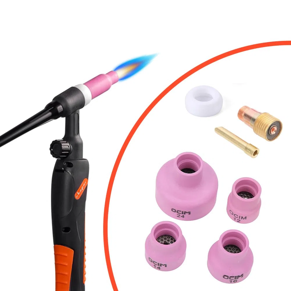 Set Di Tazze per Saldatura In Ceramica, Kit Tazza Tig In Ceramica Rosa Set Coppette Ceramica Allumina Set Per Torcia Altre Attrezzature e Accessori Per Gas Wp-17/18/26 1,6