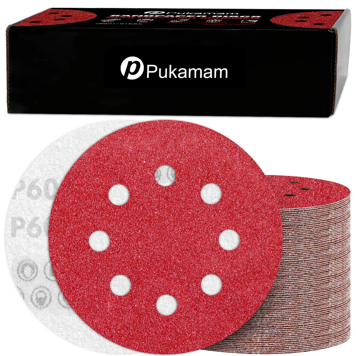 120 Pezzi Dischi Abrasivi 125mm P60 8 Fori Disco Carta Vetrata per Levigatrice Orbitale