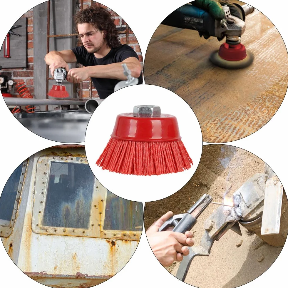 2 Pezzi Spazzola a Tazza Nylon per Smerigliatrice da 75 mm Spazzola Abrasiva Nylon Spazzola Nylonper Smerigliatrice Angolare con Filettatura Interna M14 x 2 per Lucidare,Rimuovere la Ruggine